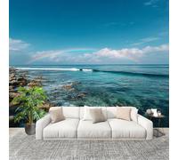 Générique Papier Peint Panoramique Intissé 350x256 cm Arc-En-Ciel Au Bord De La Mer Amovible Format Personnalisé Papier Peint Photo Bleu Murale Salon Chambre Chambre d'enfants Stickers muraux