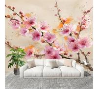 Générique Papier Peint Panoramique Intissé 350x256 cm ArtFleursMotifs Amovible Format Personnalisé Papier Peint Photo Jaune Clair Murale Salon Chambre Chambre d'enfants Stickers muraux