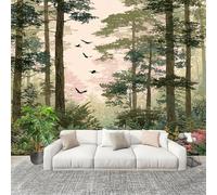 Générique Papier Peint Panoramique Intissé 350x256 cm Illustrations De ForêT FraîChe Amovible Format Personnalisé Papier Peint Photo Vert Murale Salon Chambre Chambre d'enfants Stickers muraux