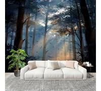 Générique Papier Peint Panoramique Intissé 350x256 cm Paysage De ForêT Brumeuse Amovible Format Personnalisé Papier Peint Photo Vert Murale Salon Chambre Chambre d'enfants Stickers muraux