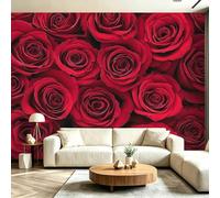 Générique Papier Peint Panoramique Intissé 3D Rouge - Décoration Murale Roses romantiques victoriennes pour Salon et Chambre, 180g/m² Extra Épais, Raccords Invisibles, 200 x 140(WxH)