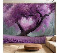 Générique Papier Peint Panoramique Intissé 3D Violet - Décoration Murale Arbre cœur fantaisie bohème pour Salon et Chambre, 180g/m² Extra Épais, Raccords Invisibles, 300 x 210(WxH)