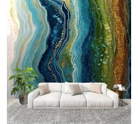 Générique Papier Peint Panoramique Intissé 400x280 cm Moderne Marbre ThèMe Amovible Format Personnalisé Papier Peint Photo bleu Murale Salon Chambre Chambre d'enfants Stickers muraux