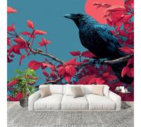 Générique Papier Peint Panoramique Intissé 400x280 cm Style Gothique Corbeaux ThèMe Amovible Format Personnalisé Papier Peint Photo bleu Murale Salon Chambre Chambre d'enfants Stickers muraux