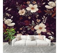 Générique Papier Peint Panoramique Intissé 400x280 cm ThèMe 3d RéTro Et Floral Amovible Format Personnalisé Papier Peint Photo Noir Murale Salon Chambre Chambre d'enfants Stickers muraux