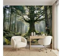 Générique Papier Peint Panoramique Intissé Forêt Primitive Arbre Ancien 250 x 175cm - Chic Plantes Scène Photo Décoration Murale Salon Chambre Chambre D'Enfant - Facile d’entretien Revêtement Mural