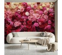 Générique Papier Peint Panoramique Intissé Mode Floral Rose 400 x 280cm - Moderne Romantique Photo Décoration Murale Salon Chambre Chambre D'Enfant - Facile d’entretien Revêtement Mural