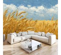 Générique Papier Peint Panoramique Intissé Photo Mural Champ De Blé 150x105 cm 3D Motif Muraux Geant Mat Poster Rural Décoration murale Art non tissé décoration chambre TV mur salon R1376