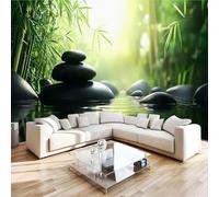 Générique Papier Peint Panoramique Intissé Photo Mural Zen Pierre 150x105 cm 3D Motif Muraux Geant Mat Poster Forêts Rivières Décoration murale Art non tissé décoration chambre TV mur salon R156