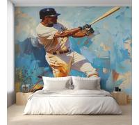 Générique Papier Peint Panoramique Joueur de Baseball, Papier Peint Sport Baseball 250 x 175 cm, Photo Décoration Murale, Papiers Peints Intissé Décoration Murale Salon Chambre EL&D67