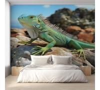 Générique Papier Peint Panoramique Lézard Vert, Papier Peint Animaux Caméléon Fond pour Chambre Wallpaper, Fresque Murale pour Salon Salle Deco Murale, 250x175cm D&O49