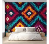 Générique Papier Peint Panoramique Losange, Papier Peint Géométrique Ethnique Bohème 200 x 140 cm, Photo Décoration Murale, Papiers Peints Intissé Décoration Murale Salon Chambre EL&D62