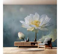 Générique Papier Peint Panoramique Lotus Blanc 250x175, Tapisserie Murales Papier Peint Fleur Lotus Décoration Murale Salon, Intissé Wallpaper W4