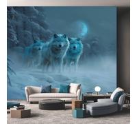 Générique Papier Peint Panoramique Loup - Papier Peint Loups Animaux - Deco Chambre Salon - Fresque Murale - Wallpaper - 450x260 cm A-1861