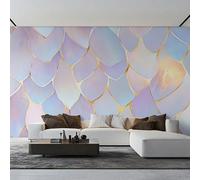 Générique Papier Peint Panoramique Marbre Bleu Violet, Papier Peint Géométrique Écailles de Poisson 350 x 250 cm, Photo Décoration Murale, Papiers Peints Intissé Décoration Murale Salon Chambre PZ&D43
