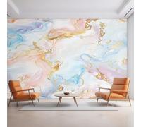 Générique Papier Peint Panoramique Marbre Rose et Bleu, Papier Peint Sables Mouvants Moderne 400 x 280 cm, Photo Décoration Murale, Papiers Peints Intissé Décoration Murale Salon Chambre EL&D56