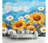 Générique Papier Peint Panoramique Marguerite Tournesol, Papier Peint Fleur Peinture à l'Huile pour Chambre, Décoration Murale pour Salon, 366 x 254 cm (L x H) Poster Mural & Wallpaper K-MZ&21
