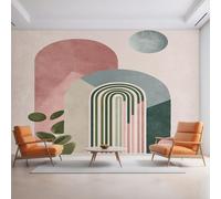 Générique Papier Peint Panoramique Milieu du Siècle, Papier Peint Arc Cercle Boho 310 x 250 cm, Photo Décoration Murale, Papiers Peints Intissé Décoration Murale Salon Chambre EL&D45