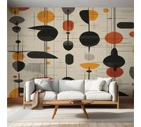 Générique Papier Peint Panoramique Milieu du Siècle, Papier Peint Art Abstrait Géométri Rétro Fond pour Chambre wallpaper, Fresque Murale pour Salon Salle Deco Murale, 152x104cm D&O16