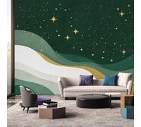 Générique Papier Peint Panoramique Milieu du Siècle - Papier Peint étoiles Abstrait Vagues - Deco Chambre Salon - Fresque Murale - Wallpaper - 300x210 cm A-4679