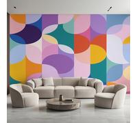 Générique Papier Peint Panoramique Milieu du Siècle, Papier Peint Géométrique Moderne Abstrait Fond pour Chambre Wallpaper, Fresque Murale pour Salon Salle Deco Murale, 366x254cm D&O61
