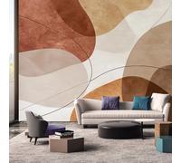 Générique Papier Peint Panoramique Milieu du Siècle - Papier Peint Moderne Bohème Géométrique Rétro - Deco Chambre Salon - Fresque Murale - Wallpaper - 450x315 cm A-3699