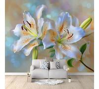 Générique Papier Peint Panoramique Moderne Floral Lys Botanique Photographie, Poster Géant Mural 400 x 280 cm, Intissé Décoration Murale pour Salon & Chambre d'Enfant, Gris Graphite (Non-adhésif)
