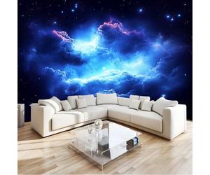 Générique Papier Peint Panoramique Moderne Illusion Nébuleuse Univers Espace 250 x 175 cm, 3D Tapisserie Murale Bleu Foncé Intissé, Poster Géant pour Salon, Chambre et Bureau