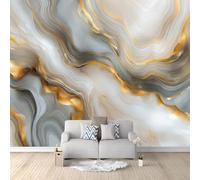 Générique Papier Peint Panoramique Moderne Luxe Discret Agate Feuille D'Or Pierre Gris Graphite 250 x 175 cm - Tapisserie Murale Moderne en Non-tissé pour Salon, Chambre à Coucher ou Chambre d'enfant