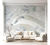 Générique Papier Peint Panoramique Moderne Minimaliste Plantes Blaireau Animaux, Poster Mural Géant Intissé, Décoration Murale pour Chambre Coiffeuse Décoration Salon Chambre d'Enfants 尺寸