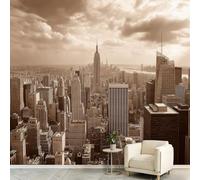 Générique Papier Peint Panoramique Moderne Paysage Urbain 400 x 280 cm Poster Géant Mural Papier Peint Intissé - pour Salon, Chambre à Coucher ou Chambre d'Enfants - Skyline Gratte-Ciel Ciel Brumeux