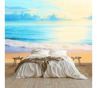 Générique Papier peint Panoramique Moderne Romantique Bord Mer Lever Soleil Plage 250 x 175 cm, Décoration Murale intissé - Décoratif Salon Salle de Bain Chambre d'enfant Bleu Clair