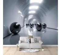 Générique Papier Peint Panoramique Moderne Technologique Tunnel Sphère Espace, Poster Géant Mural 400 x 280 cm, Intissé Décoration Murale pour Salon & Chambre d'Enfant, Gris (Non-adhésif)