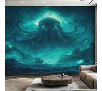 Générique Papier Peint Panoramique Monstre Marin, Papier Peint Poulpe Kraken Fond pour Chambre Wallpaper, Fresque Murale pour Salon Salle Deco Murale, 450x315cm D&O149