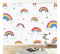 Générique Papier Peint Panoramique Motif Arc Ciel Minimaliste, Blanc Décoration murale - Tapisserie décorative pour chambre salon, Papier Peint Panoramique Intissé Moderne, 308 x 220 cm