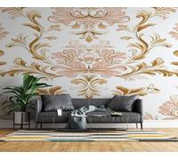 Générique Papier Peint Panoramique Motif Européen Intissé Poster Fresque Murale 3D Vintage Rose Décoration Murale Art Wallpaper pour Salon Cuisine Bureau Chambre d'enfant 366x254 cm R-101