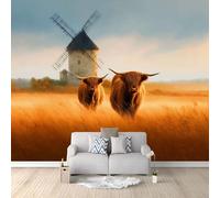 Générique Papier Peint Panoramique Moulin À Vent De La Ferme Yak 300x210 cm Papier Peint Intissé Mural, Poster Geant Mural 3D, pour Salon Chambre d'enfants restaurant Décoration Murale
