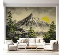 Générique Papier Peint Panoramique Mural Design, 200 x 140 cm, Fresque Murale Intissé Japanese style Oriental Landscape, Décoration Murale Salon Chambre D'Enfants Restaurant
