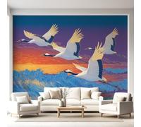 Générique Papier Peint Panoramique Mural Design, 350 x 256 cm, Fresque Murale Intissé Bird Japanese style Manga Animal, Décoration Murale Salon Chambre D'Enfants Restaurant