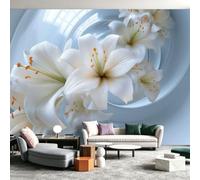 Générique Papier peint panoramique Murales pour Salon Couloir, 3D Perspective Art Murales Moderne effet 3D, Lys Escalier 250x175 cm Blanc Papier Peint Intissé Décoration