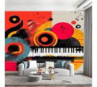Générique Papier Peint Panoramique Nature Disque Vinyle Artistique Abstrait Papier Peint Intissé Motif Graffiti Musical Photo Mural Chambre Enfant Décoration Cuisine Murale 400x280cm(L x H)