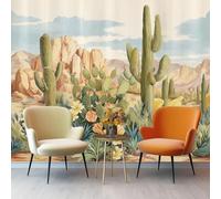 Générique Papier Peint Panoramique - Nature Paysage Désertique Plantes Modèle Papier Peint Poster Mural Intissé 300 x 210 cm, Vert Murale Fresque pour Salon Chambre Cuisine Fond Tv Décoration