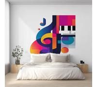 Générique Papier Peint Panoramique Note de Musique, Papier Peint Graffiti Musique Fond pour Chambre Wallpaper, Fresque Murale pour Salon Salle Deco Murale, 366x254cm D&O52
