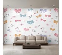 Générique Papier Peint Panoramique Nœud Papillon, Papier Peint Fille Fleurs Dessin Animé 366 x 254 cm, Photo Décoration Murale, Papiers Peints Intissé Décoration Murale Salon Chambre EL&D38