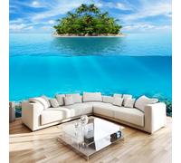 Générique Papier Peint Panoramique Océan îles Intissé Poster Fresque Murale 3D Poissons Coraux Wallpaper pour Salon Chambre d'enfant Restaurant Couloir TV Fond Décoration Murale 200x140 cm H1209