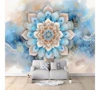 Générique Papier Peint Panoramique Orné Totem Imprimé Mandala Bleu Marine, Poster Mural Géant Intissé, Tapisserie pour Décoration Salon et Chambre d'Enfants 300 x 210 cm