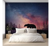 Générique Papier Peint Panoramique Ours, Papier Peint Ciel Étoilé Fond pour Chambre Wallpaper, Fresque Murale pour Salon Salle Deco Murale, 100x70cm D&O182