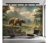 Générique Papier Peint Panoramique Ours, Papier Peint Paysage Ours Grizzly 350 x 250 cm, Photo Décoration Murale, Papiers Peints Intissé Décoration Murale Salon Chambre EL&D70