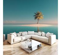 Générique Papier Peint Panoramique Palmiers Océan Intissé Poster Fresque Murale 3D Îles Ciel Wallpaper pour Salon Chambre d'enfant Restaurant Couloir TV Fond Décoration Murale 300x210 cm H1307