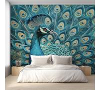 Générique Papier Peint Panoramique Paon, Papier Peint Plume de Paon pour Chambre, Décoration Murale pour Salon, 300 x 210 cm (L x H) Poster Mural & Wallpaper K-MZ&13